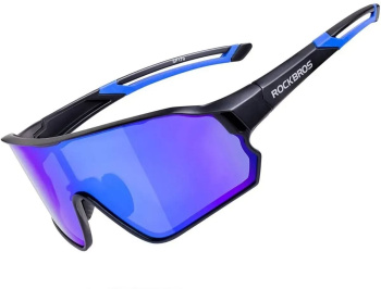 Очки солнцезащитные ROCKBROS SP179 с поляризационными линзами; черный матовый / синее покрытие