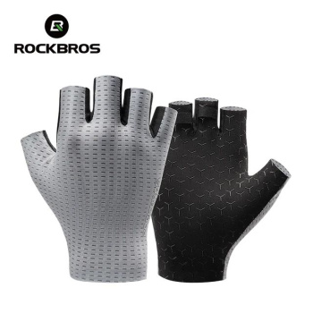 Велоперчатки ROCKBROS S376 короткие пальцы; светло-серый