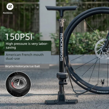 Насос напольный ROCKBROS ZD-6132MB, с манометром, до 150 PSI; черный