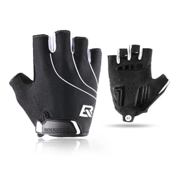 Велоперчатки ROCKBROS S107 короткие пальцы, противоскользящие, с липучкой; черный