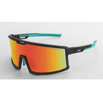 Очки солнцезащитные ROCKBROS SP252, с поляризационными линзами; черно-бирюзовая оправа, красная линз