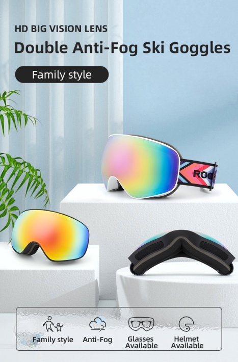 Очки горнолыжные ROCKBROS 14110005001. Цвет оправы - черный. Сферические двухслойные противо 8