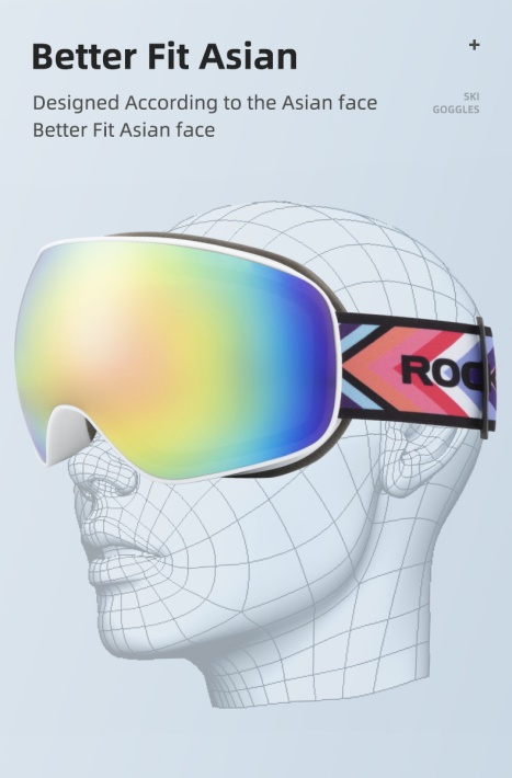 Маска горнолыжная ROCKBROS 14110005004. Цвет оправы - белый. Сферическая двухслойная противотуманная 5