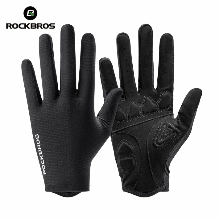 Велоперчатки ROCKBROS S396-1 длинные пальцы, без липучки; черный 1