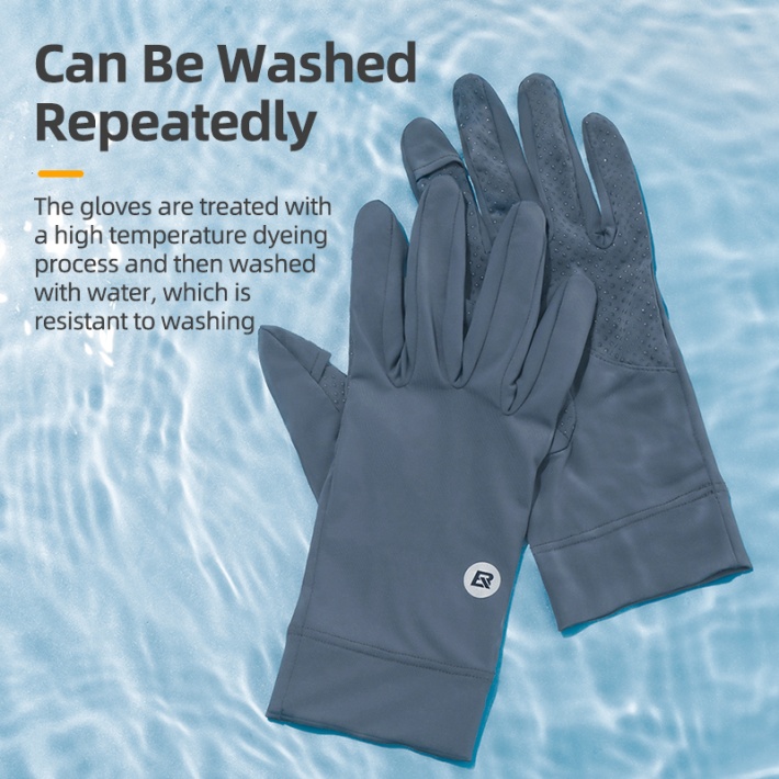 Велоперчатки ROCKBROS черные. Длинные пальцы. Охлаждающий шелк, эластичные 5