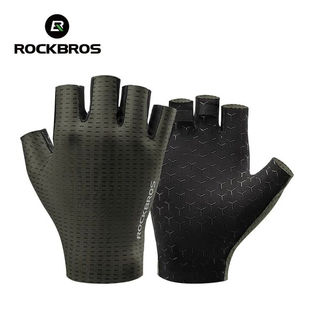 Велоперчатки ROCKBROS S376 короткие пальцы; оливковый 1