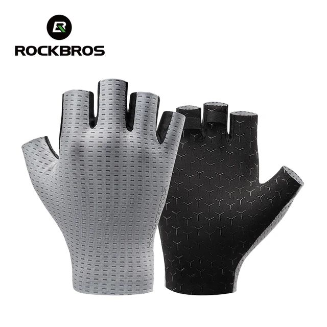 Велоперчатки ROCKBROS S376 короткие пальцы; светло-серый 1