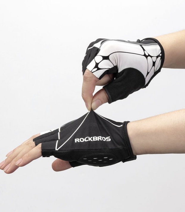 Велоперчатки ROCKBROS с гелем, черные (короткие пальцы) 7