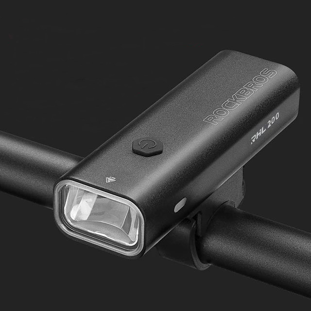 Фонарь велосипедный передний Rockbros 200 люмен. Влагозащита IPX6, слот Type C, алюминиевый корпус,  1