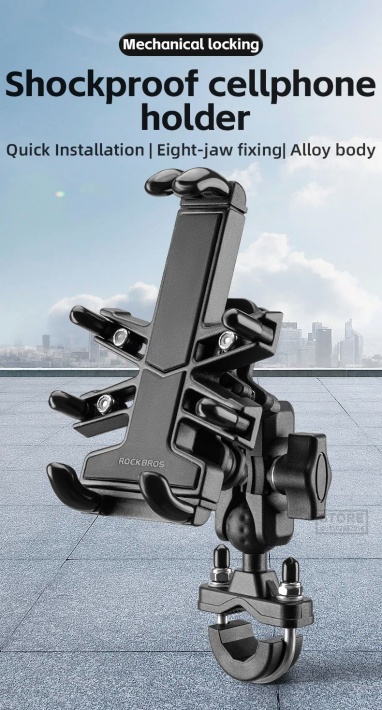 Держатель для телефона ROCKBROS 25210024001 алюминиевый, универсальное крепление, гашение вибраций 6