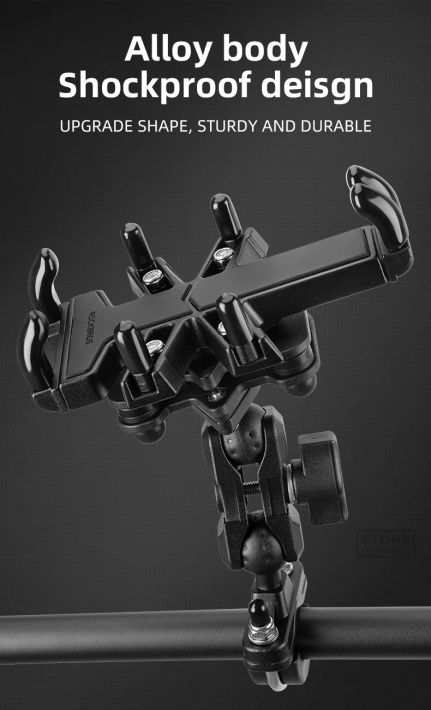 Держатель для телефона ROCKBROS 25210024001 алюминиевый, универсальное крепление, гашение вибраций 7