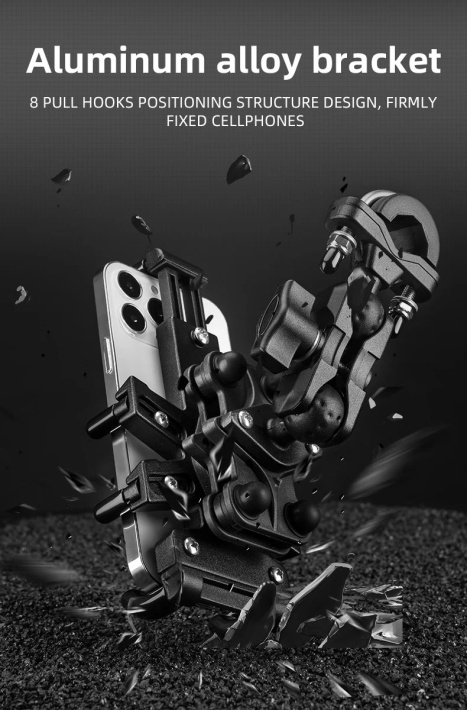 Держатель для телефона ROCKBROS 25210024001 алюминиевый, универсальное крепление, гашение вибраций 9