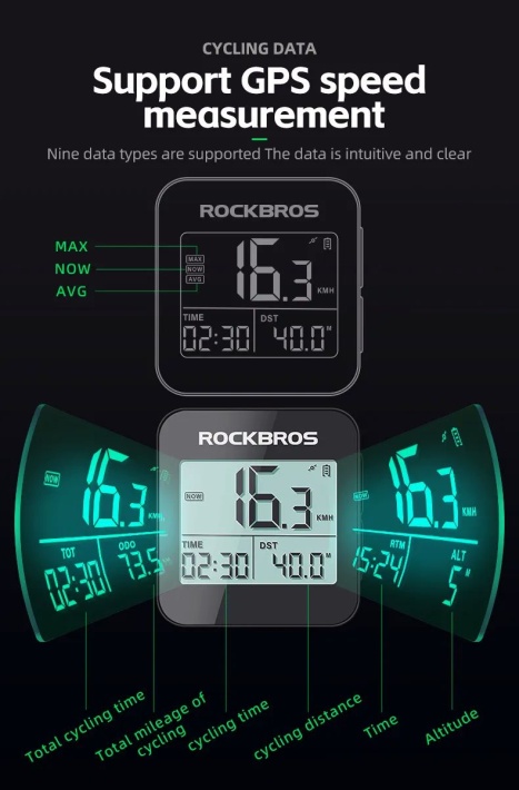 Велокомпьютер ROCKBROS G1 smart GPS, 8 функций 9