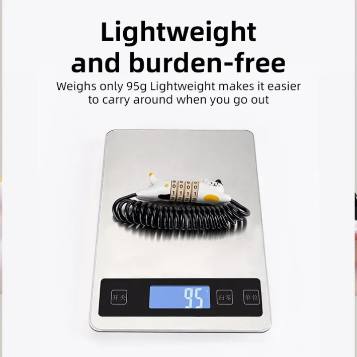 Замок вело ROCKBROS LKXM241 кодовый, со стальным тросом, в форме кошки; черно-белый 4