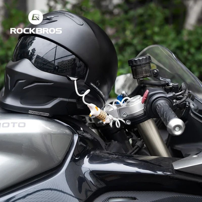 Замок вело ROCKBROS LKXM241 кодовый, со стальным тросом, в форме кошки; белый 2