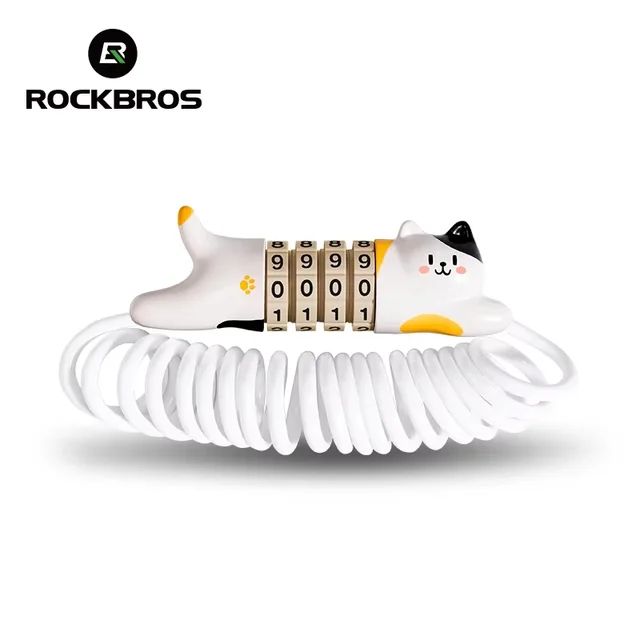Замок вело ROCKBROS LKXM241 кодовый, со стальным тросом, в форме кошки; белый 1