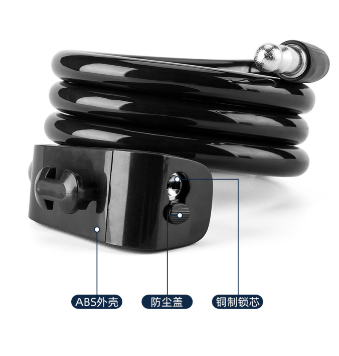 Замок Rockbros велосипедный черный под ключ. Димаетр троса 1.14см, длина троса 100 см. Арт. RB_32420 3