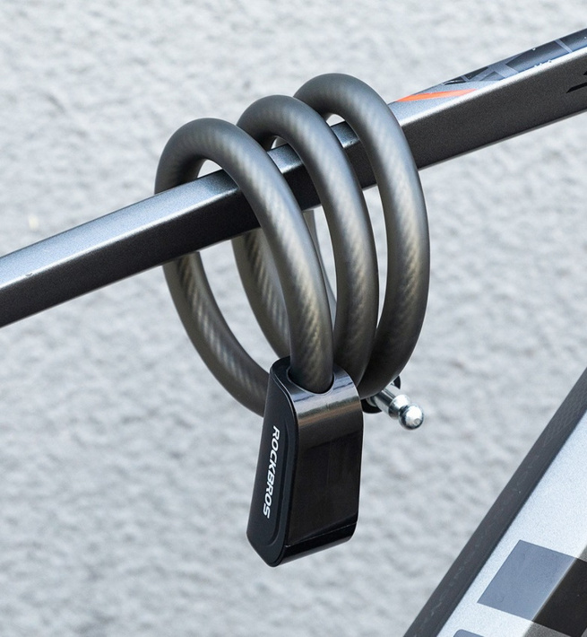 Замок Rockbros велосипедный черный под ключ. Димаетр троса 1.14см, длина троса 100 см. Арт. RB_32420 8
