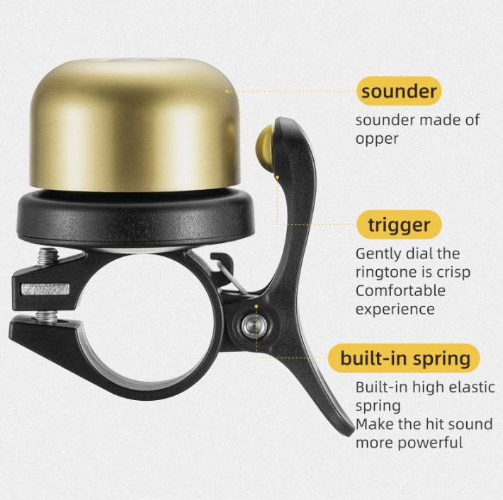 Звонок ROCKBROS BT-1, ударный; черный 6