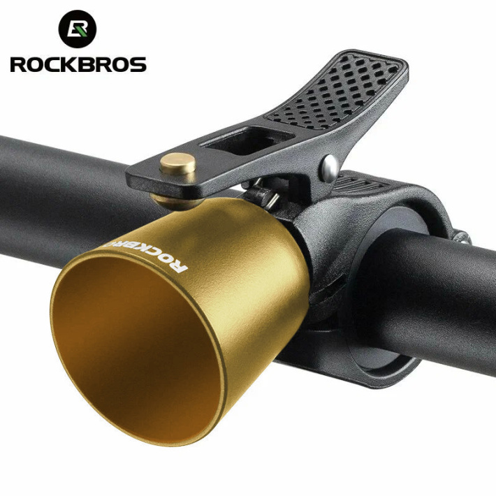 Звонок Rockbros латунного цвета ударный в виде рожка. Арт. RB_34210005004 2