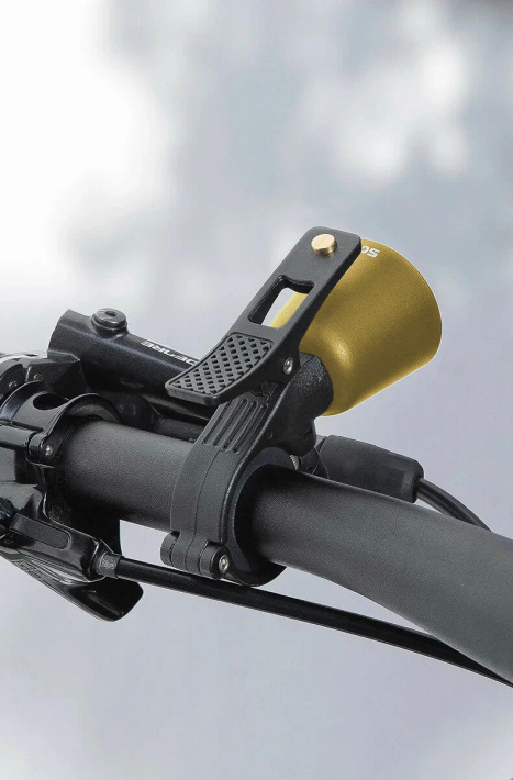 Звонок Rockbros латунного цвета ударный в виде рожка. Арт. RB_34210005004 10