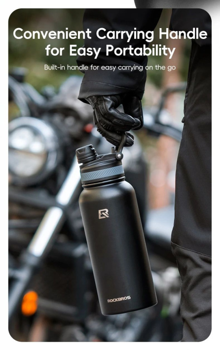 Фляга-термос ROCKBROS 1200 мл, нержавеющая сталь; черная 3
