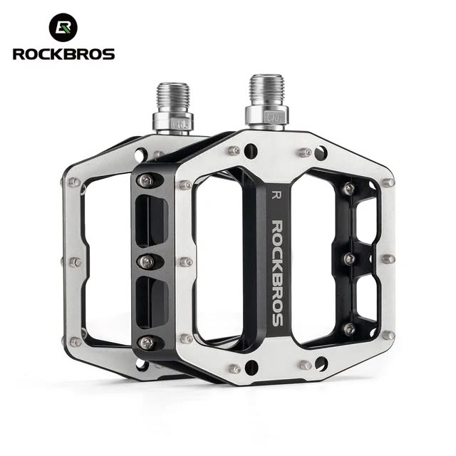 Педали ROCKBROS K-M8 платформы, алюминий, сменные шипы; черный/серебро 1