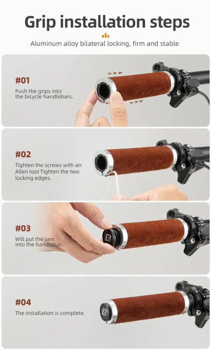 Грипсы ROCKBROS с замком, кожаные 8