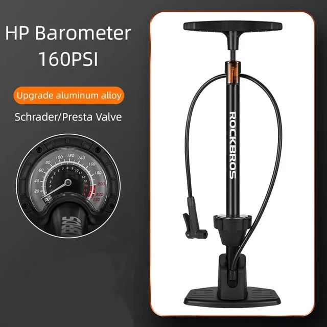 Насос напольный Rockbros алюминиевый с манометром и устойчивой платформой. 160psi. Арт. RB_423100020 2