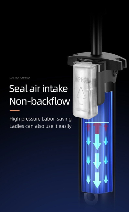 Насос напольный Rockbros алюминиевый с манометром и устойчивой платформой. 160psi. Арт. RB_423100020 6