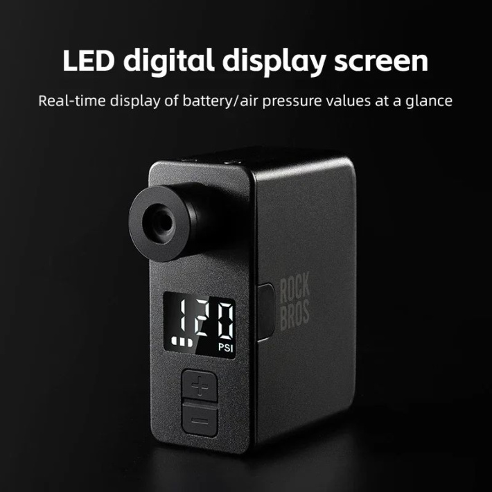 Насос электро ROCKBROS AS1 PRO мини, Type-C, до 120 PSI; черный 6