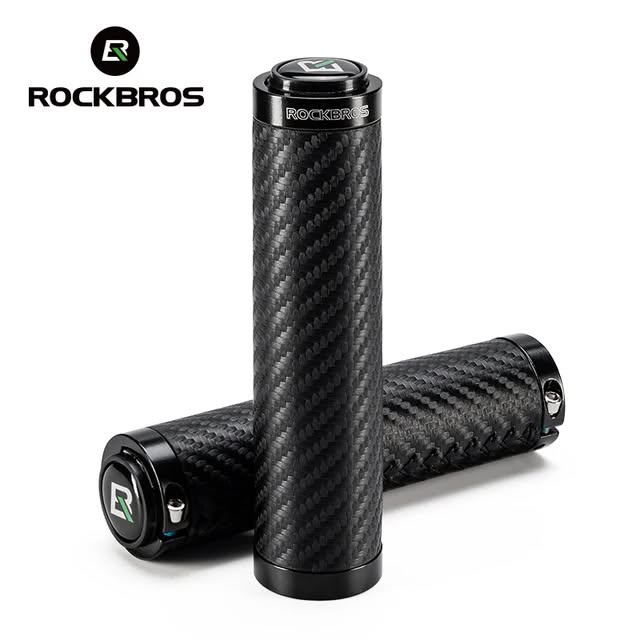 Грипсы ROCKBROS LKTW01 PU-кожа с карбоновым принтом, с замками; черный 1