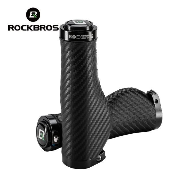 Грипсы ROCKBROS LKTW01 анатомические, PU-кожа с карбоновым принтом, с замками; черный 1