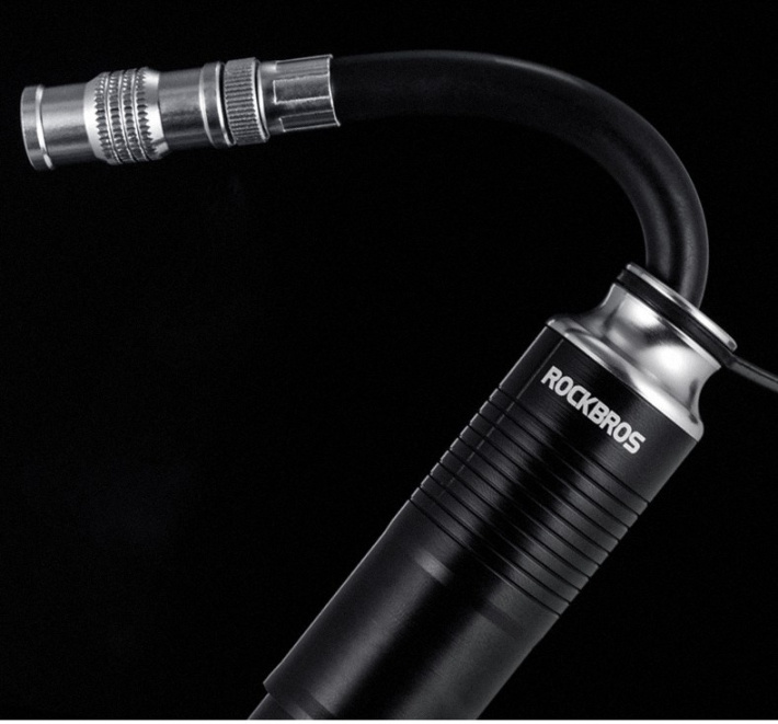 Насос ручной Rockbros компактный алюминиевый с пластиковой ручкой черный. 100psi. Арт. RB_JG-1040BBK 3