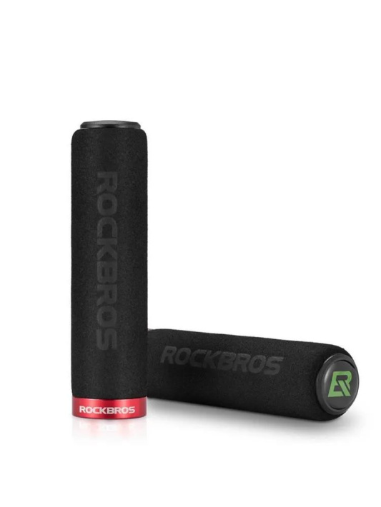 Грипсы с Rockbros черные c красными замками. Арт. RB_BT1001BKRD 1