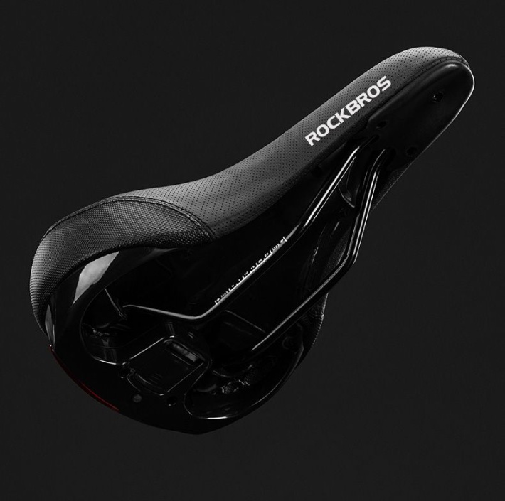 Седло ROCKBROS черное, комфортное с задним фонариком, арт FU-5700L 5