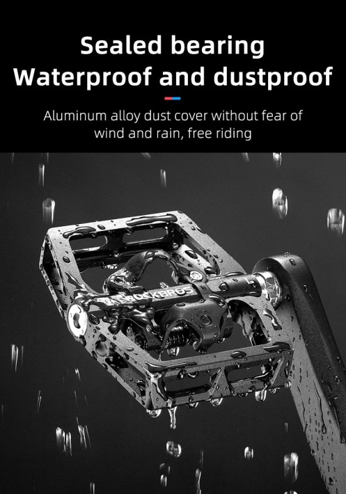 Педали ROCKBROS алюминиевые, черные, контактные с платформой 6