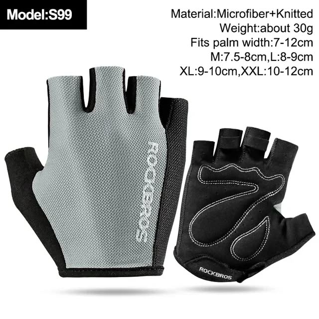 Велоперчатки ROCKBROS S099 короткие пальцы; серый 1
