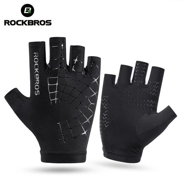 Велоперчатки ROCKBROS Ice Silk черные. Короткие пальцы 1