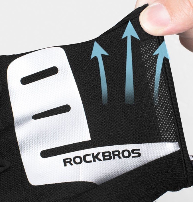 Велоперчатки ROCKBROS Reflective черные. Длинные пальцы. Кожаные со светоотражателями 3