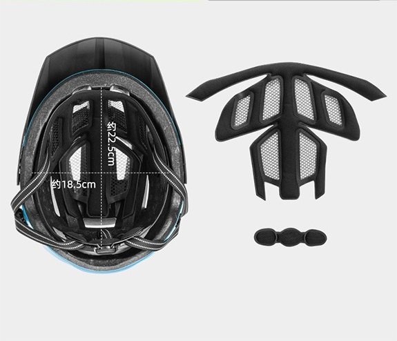 Велошлем трейловый Rockbros Lambot черно-бело-синий размер ML. Наличие козырька и сетки. Арт. RB_TS- 4